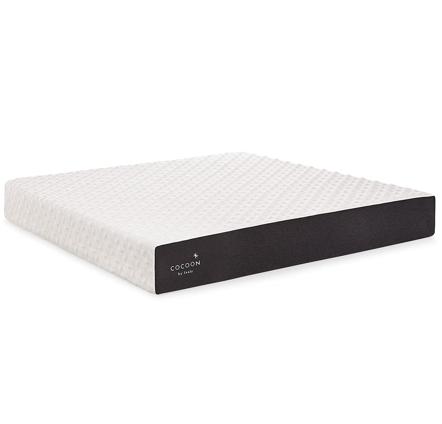 The best Cocoon by Sealy mattress sales, deals and discounts: image shows the Cocoon by Sealy Chill Hybrid with a black base and white quilted top