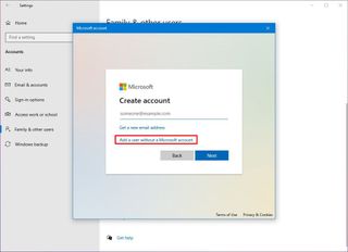 Add a user without a Microsoft account