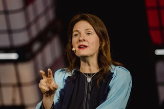 Cloudflare co-founder and COO Michelle Zatlyn speaking on stage at The Collision Conference