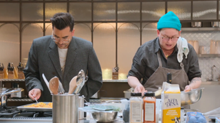 Dan Levy and a contestant in The Big Brunch.