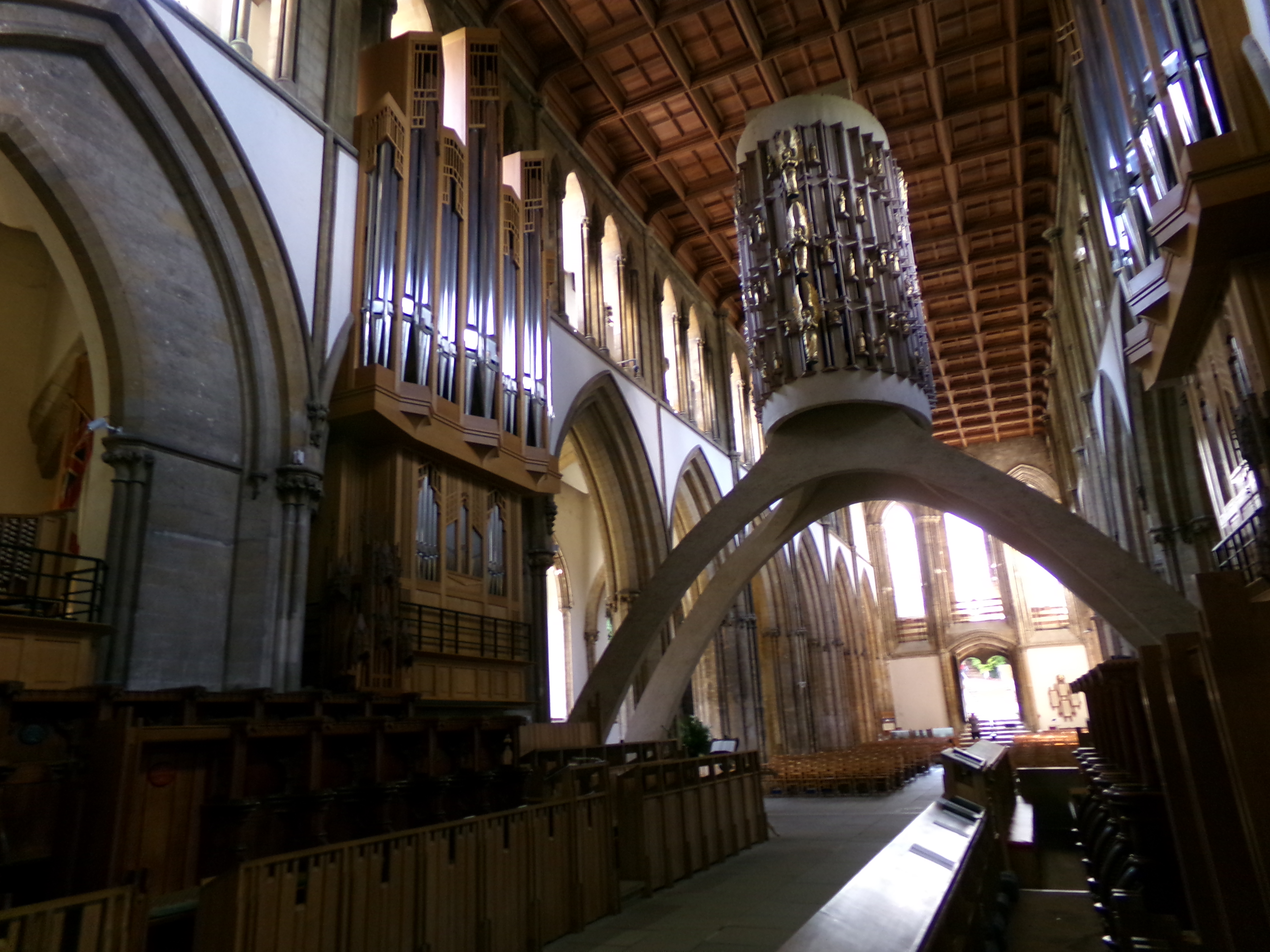 Inside of a large church