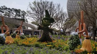 Mickey at Epcot's Flower and Garden Festival, Spaceship Earth.