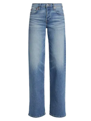 Stretch Mid-Rise Wide-Leg Jeans