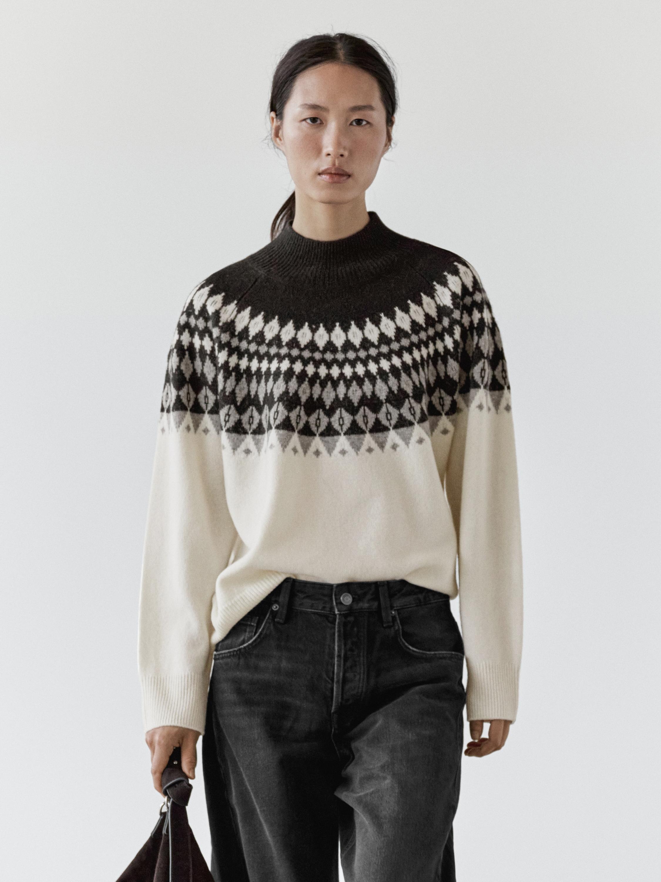Massimo Dutti, Wool Blend Jacquard Knit Sweater