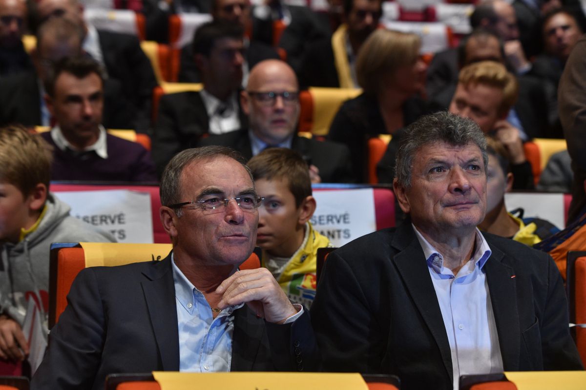 Bernard Hinault and Bernard Th&eacute;venet in Paris