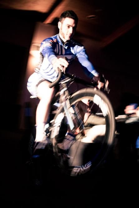 Jake Keough makes a big entrance at the team presentation.