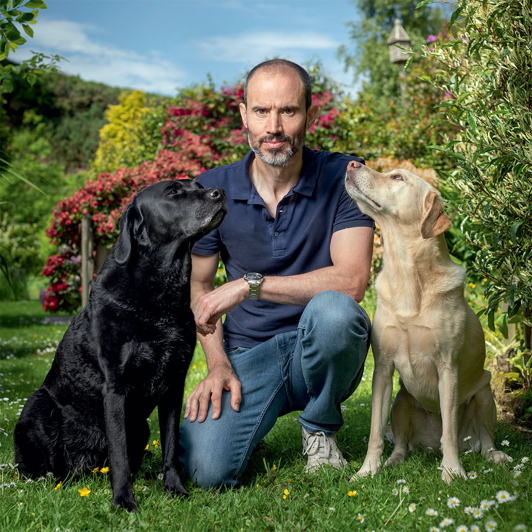 Andrew Cotter with Olive and Mabel.