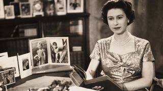 Queen Elizabeth II making her 1957 Christmas broadcast to the nation from Sandringham