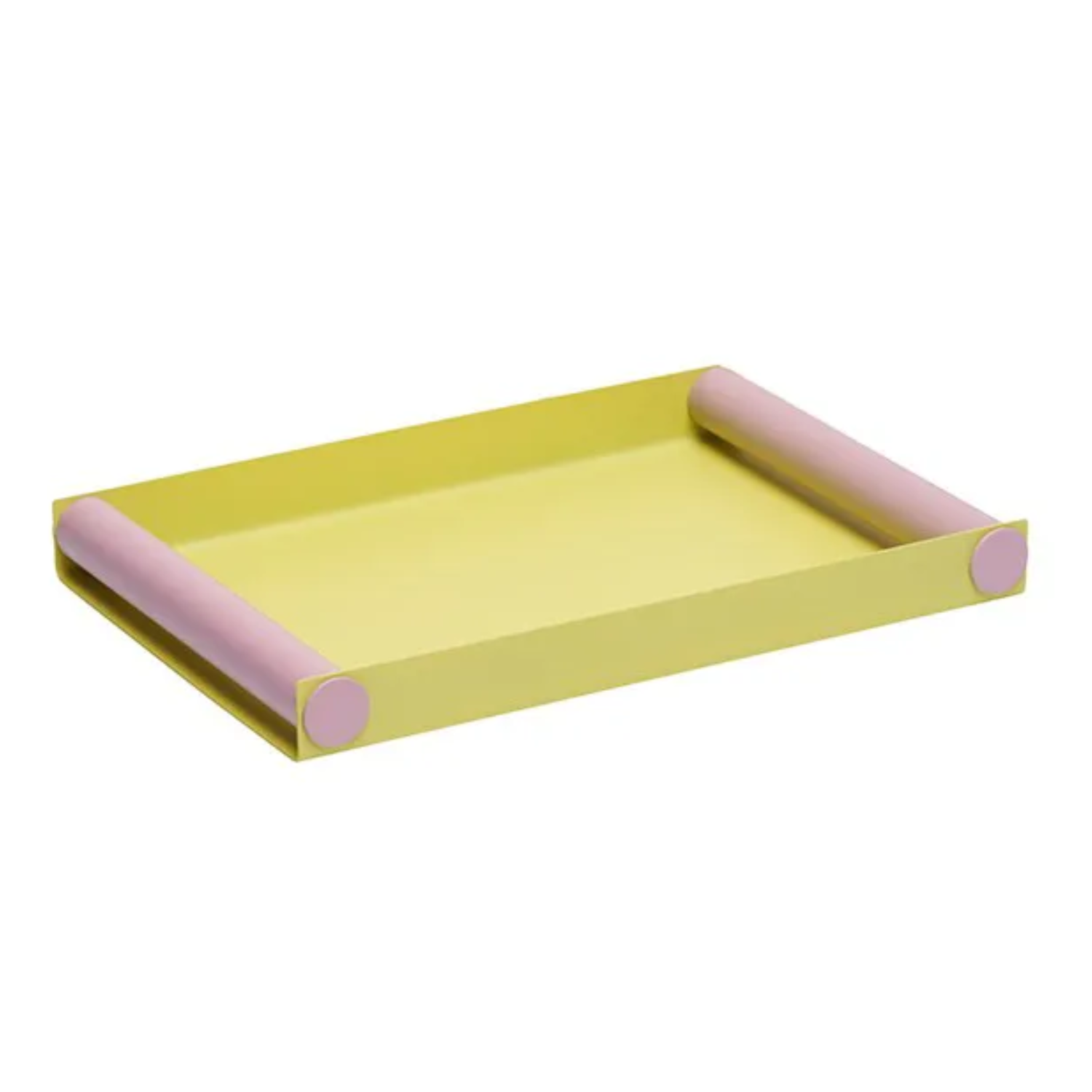 A yellow and pink tray