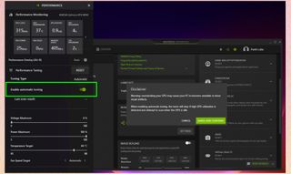 How to use GeForce Experience step 6, showing in-game overlay performance tuning in action