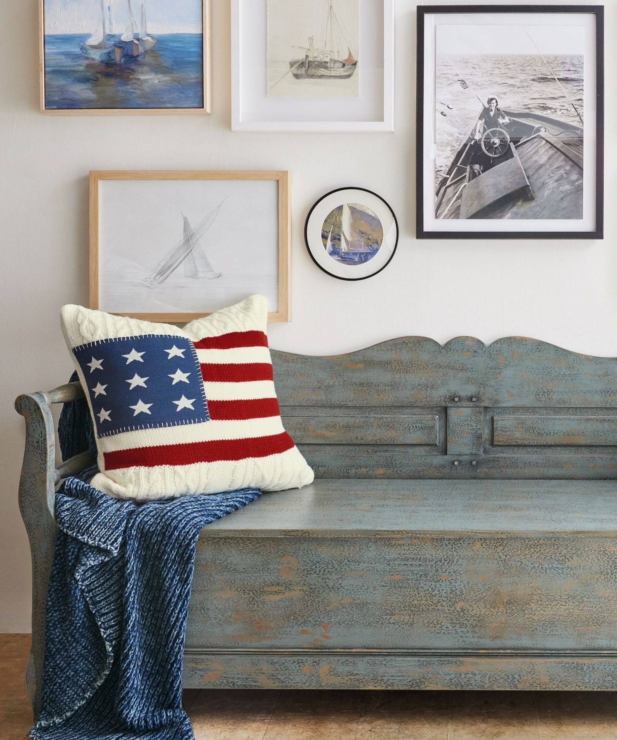 an American flag pillow