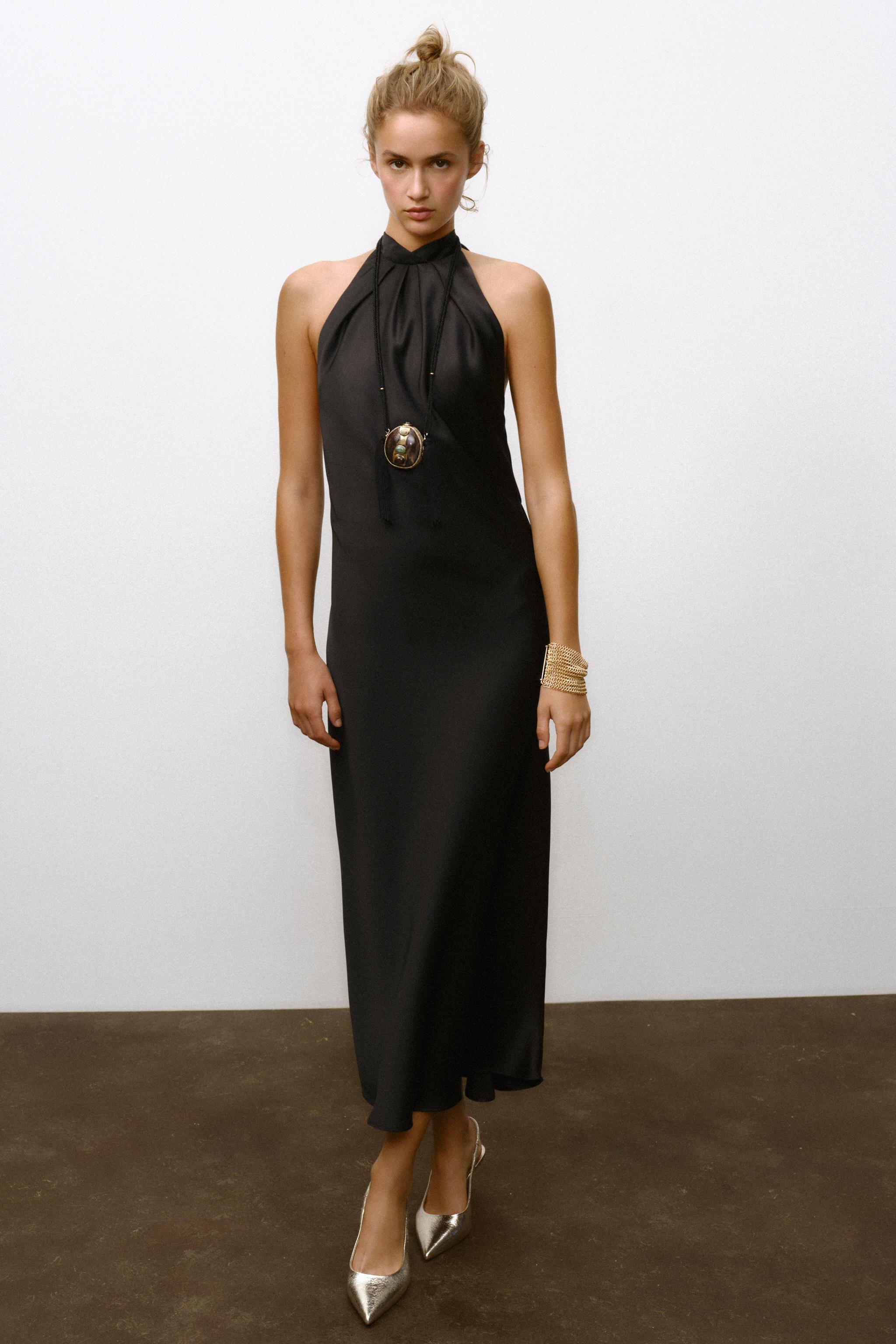 Open Back Satin Midi Dress