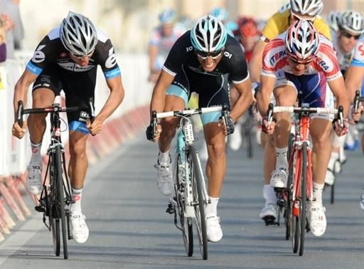 Haussler, Bennati and Denis Galimzyanov (Katusha) at full speed