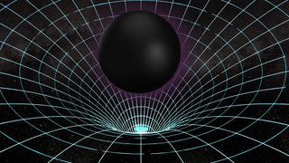 An illustration shows a black hole causing a "plunging" warp in spacetime.