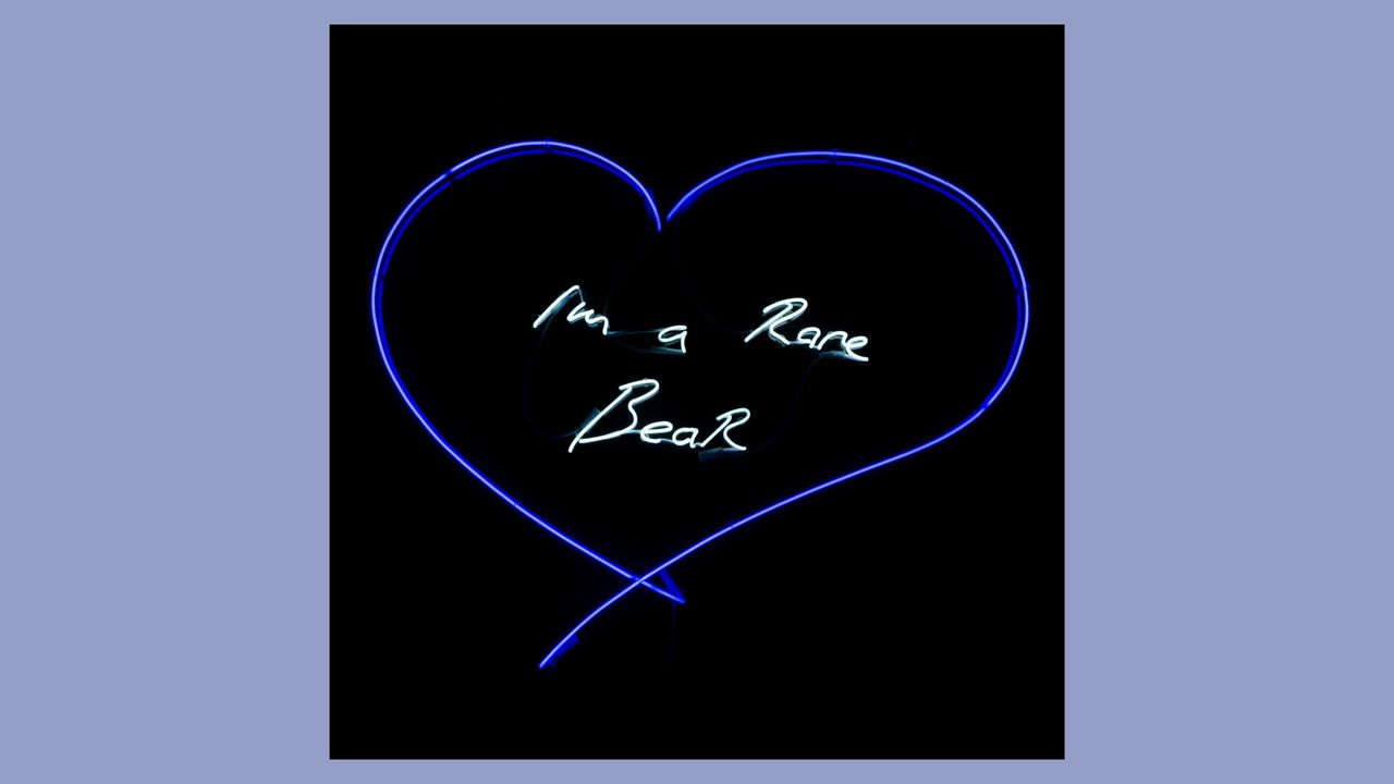 “I’m A Rare Bear”, Tracey Emin, white and blue neon, 2014, part of Christie&#039;s auction ‘George Club: Twenty Years in Mayfair’ 