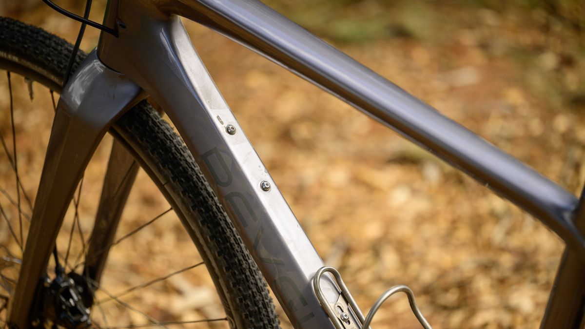 Revel Rover gravel bike bottle mount on upper section of downtube