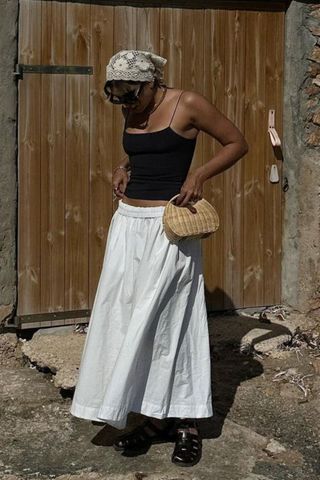 @theindiaedit provincial girl style black top white cotton skirt