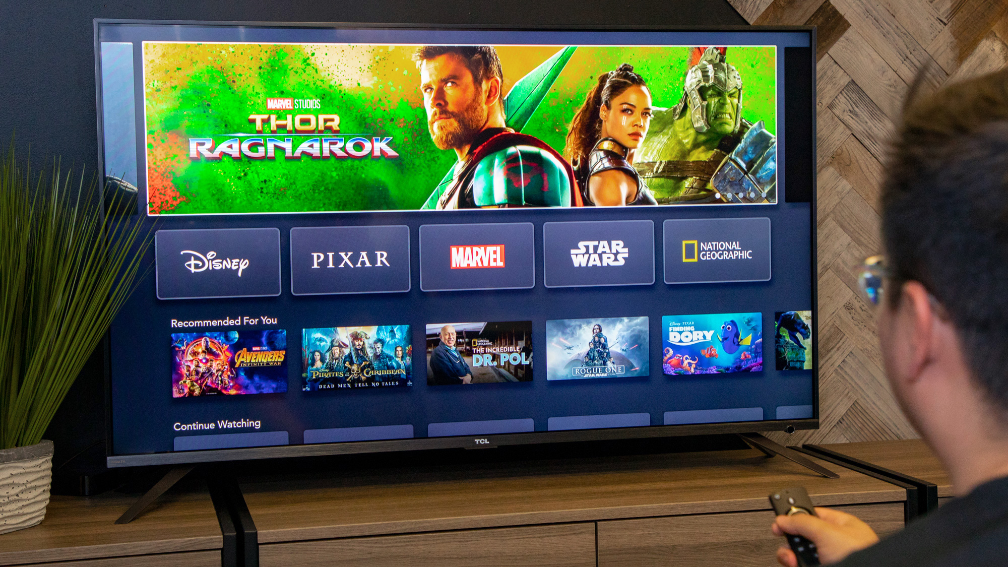 A TV with disney plus, one of the best streaming services