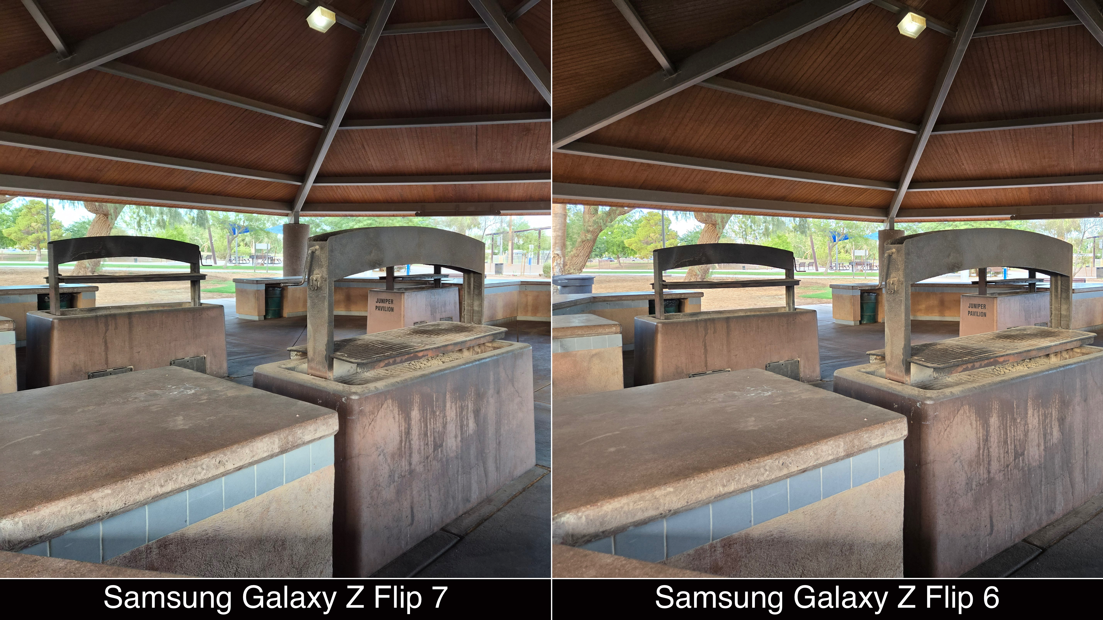 Camera comparisons shot on Samsung Galaxy Z Flip 7 and Flip 6.