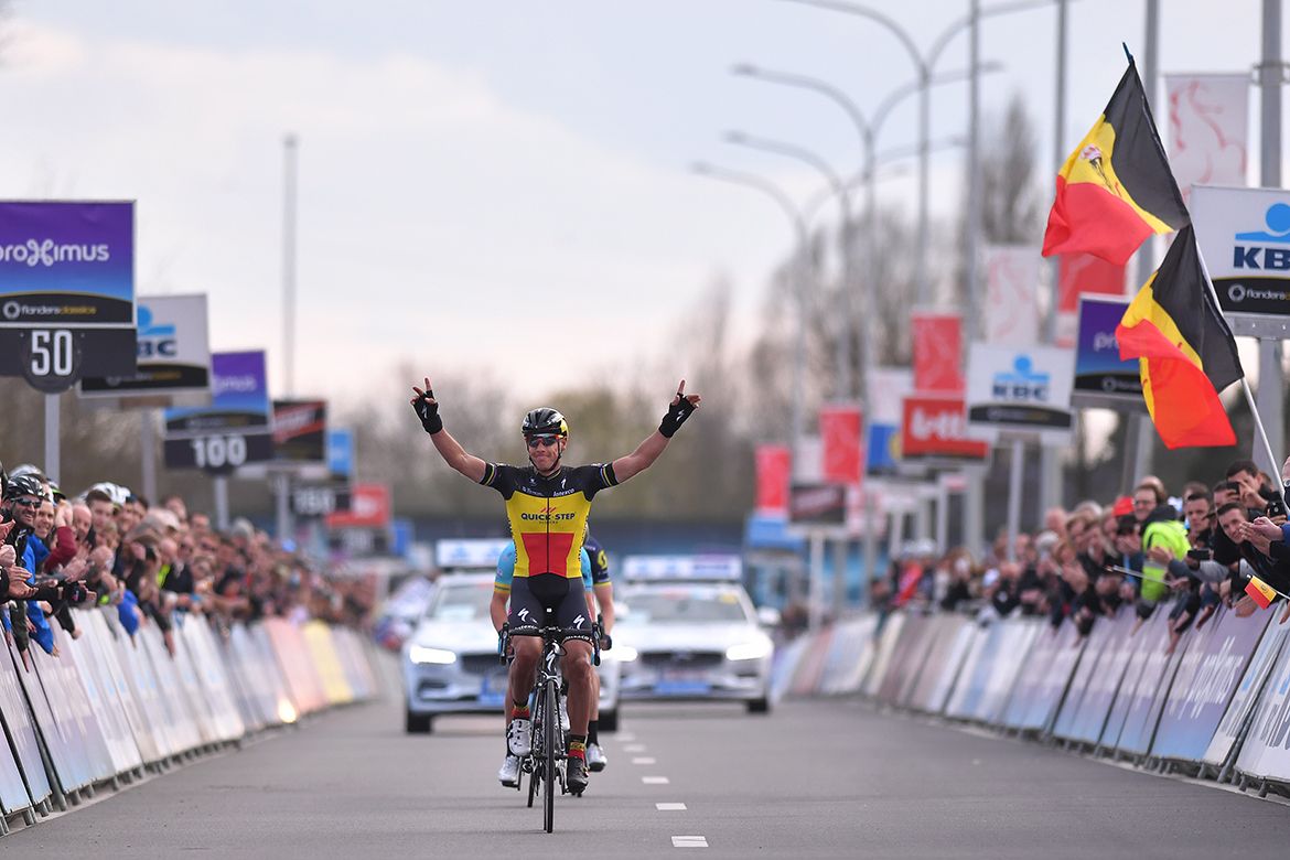 Philippe Gilbert (Quick-Step Floors) celebrates the team's 1-2