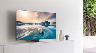 Samsung Q90t 4k Tv 2020 in a living room setting