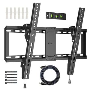 black TV bracket with accessories