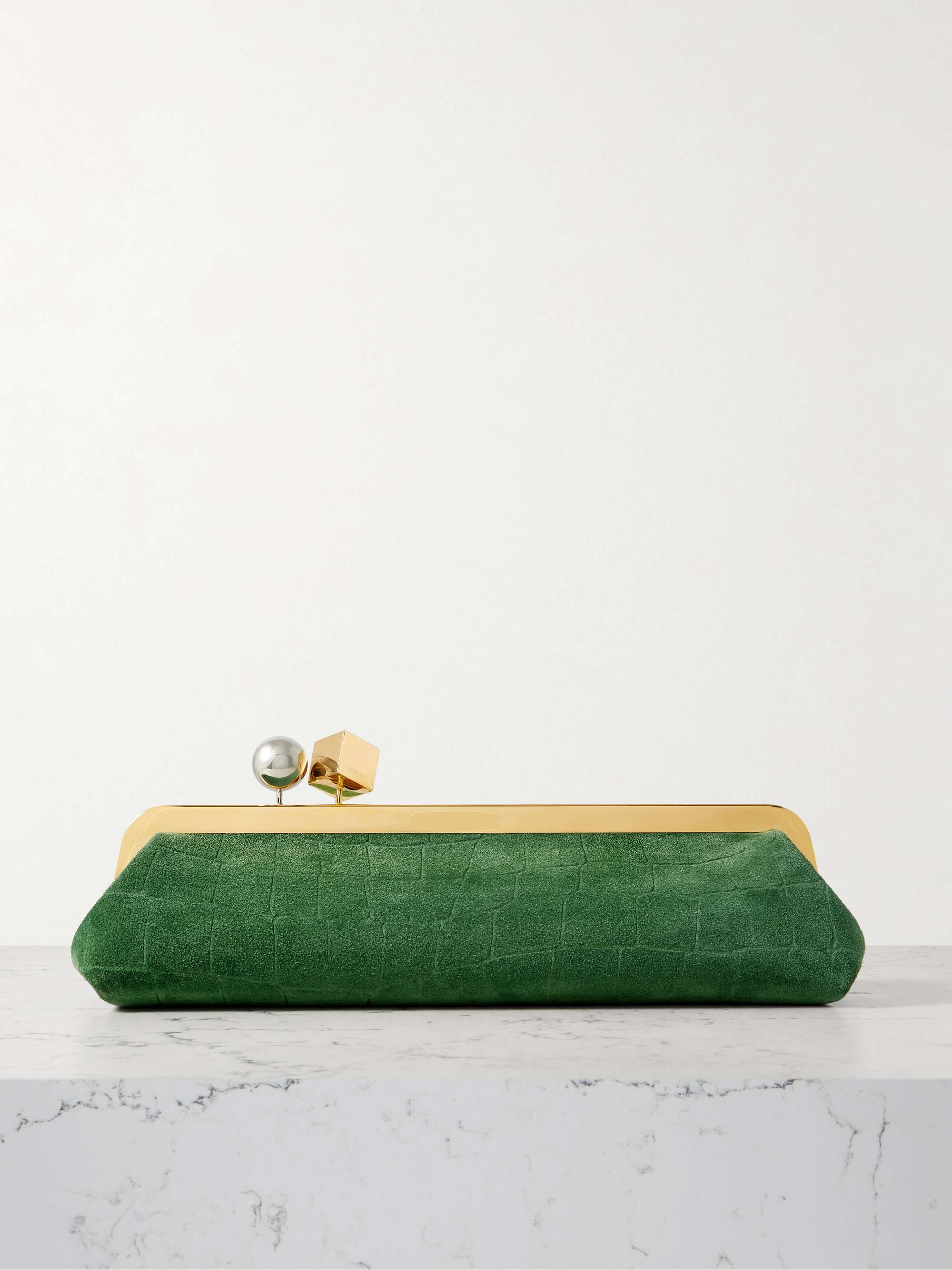 Le Salon Croc-Effect Suede Clutch