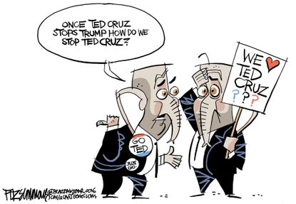 Political Cartoon U.S. trump Cruz 2016