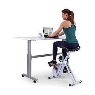 Capital Sports Azura Folding Exercise Bike for Desk, Cross Trainer Exercise Equipment for Home & Office Use, Magnetic Stationary Folding Bike for Women & Men Workout Equipment, Indoor Cycling Machine