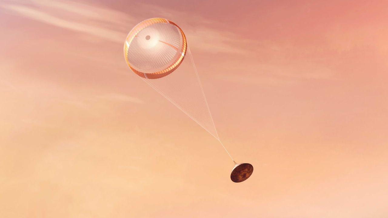 A supersonic parachute will help slow Mars 2020's atmospheric descent to about 200 mph (320 km/h).