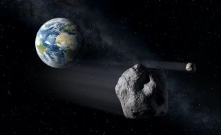 Earth and asteroid