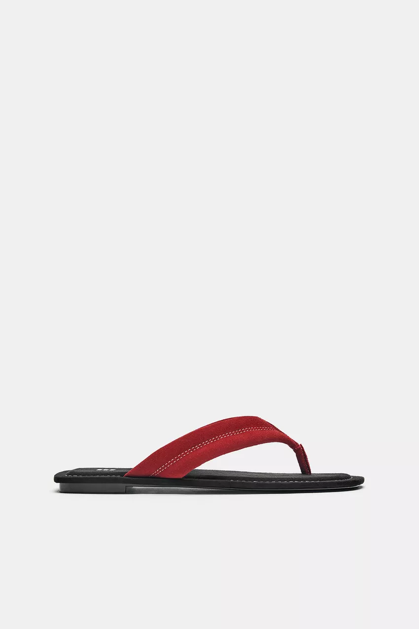 pullandbear, Flat Leather Sandals