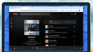 A laptop screen showing YouTube Premium