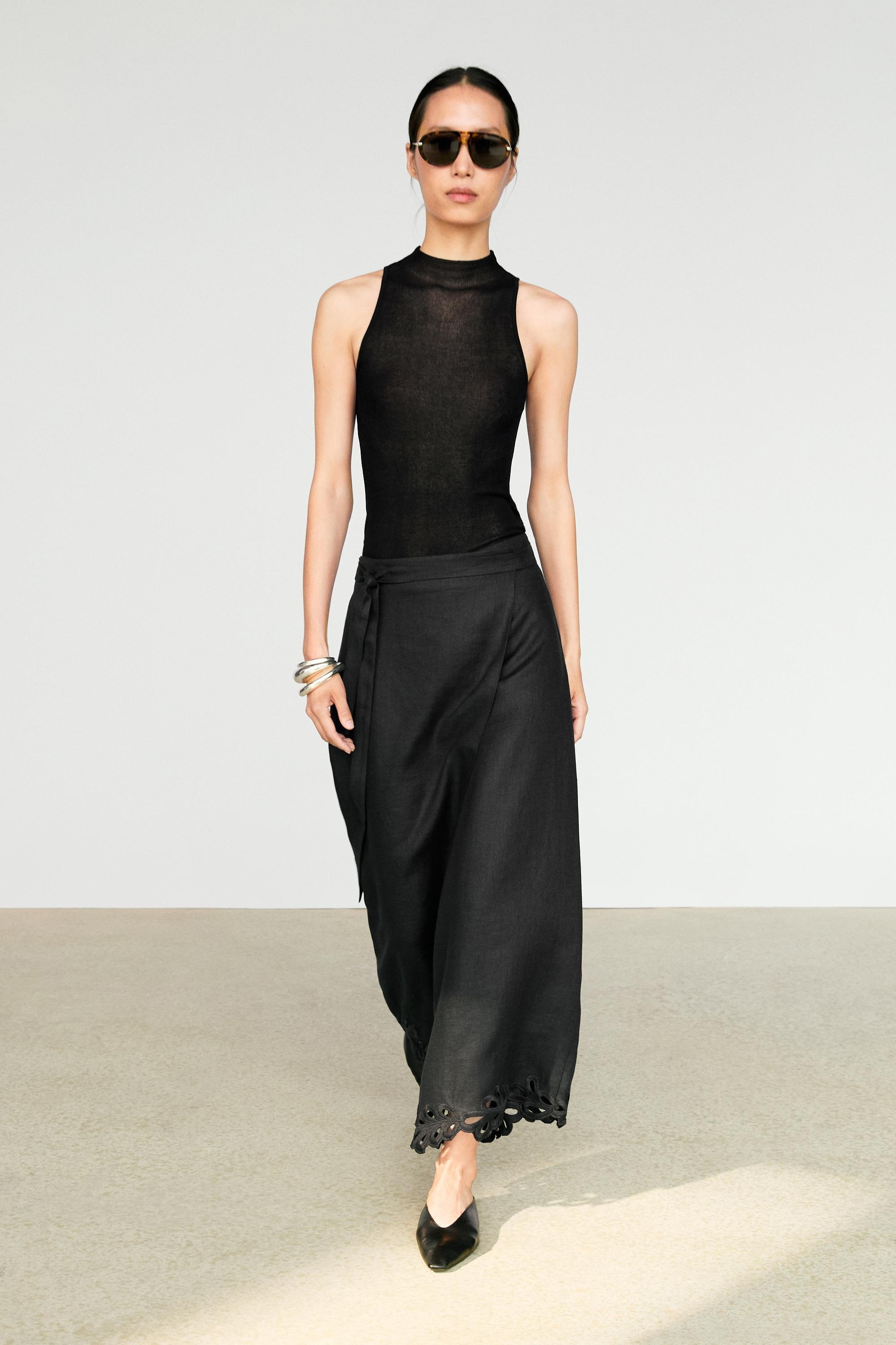 Massimo Dutti, 100% Linen Embroidered Skort