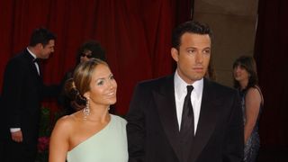 jennifer lopez dress by valentino diamond earrings by fred leighton and ben affleck arriving at the 75th annual academy awards photo by frank trappercorbis via getty images