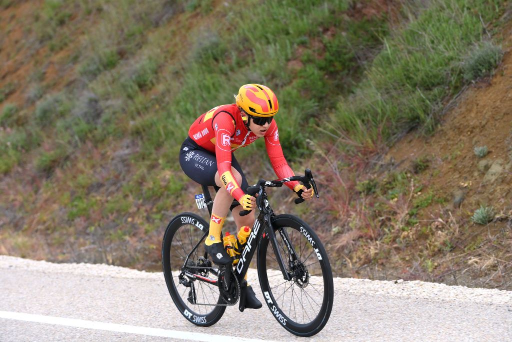 BURGOS SPAIN MAY 16 Katrine Aalerud of Norway and Team UnoX Mobility competes during the 9th Vuelta a Burgos Feminas 2024 Stage 1 a 123km stage from Villagonzalo Pedernales to Burgos UCIWWT on May 16 2024 in Burgos Spain Photo by Alex BroadwayGetty Images