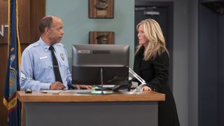 Laura Wright as Carly at the police station in General Hospital