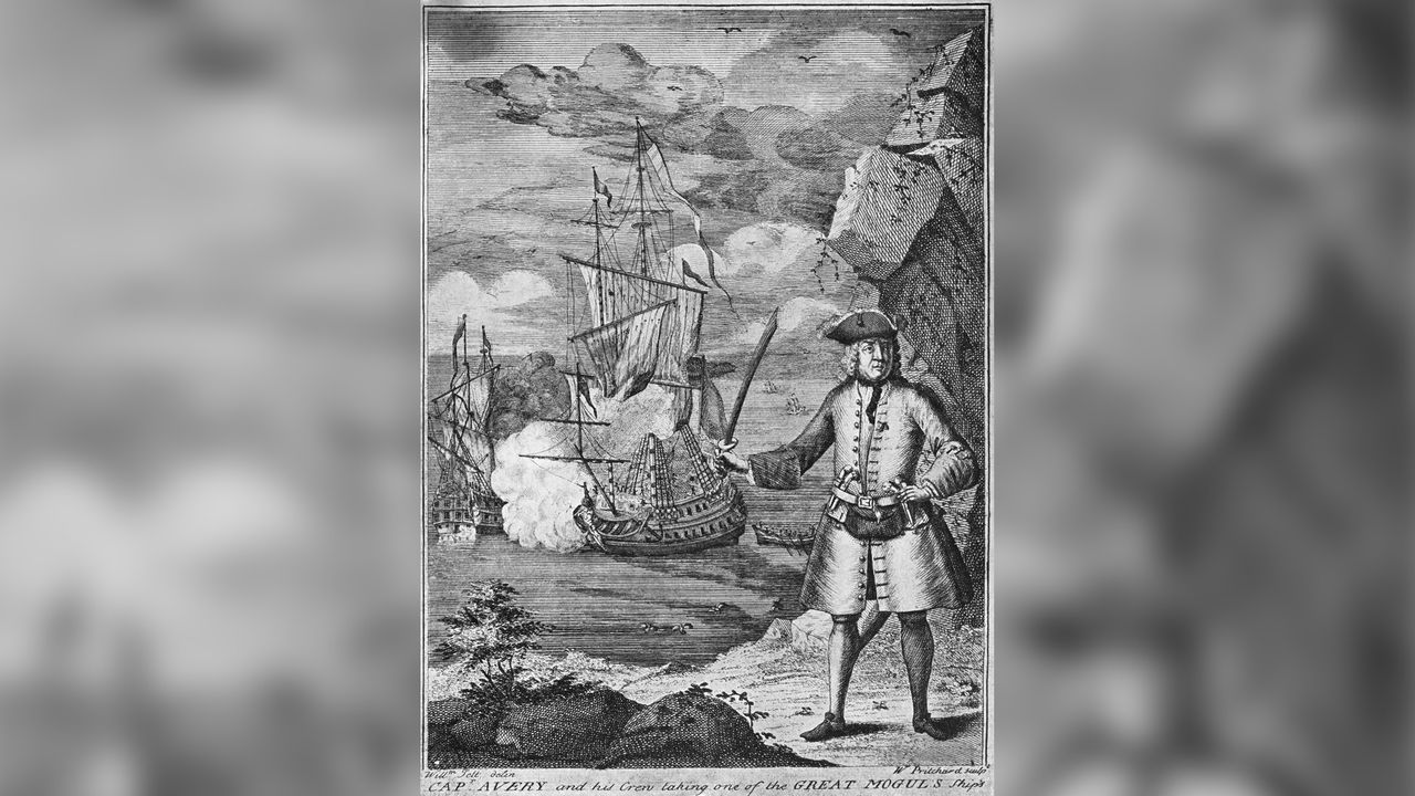 Captain Henry Avery and his crew take one of the Great Mogul's ships in this illustration.