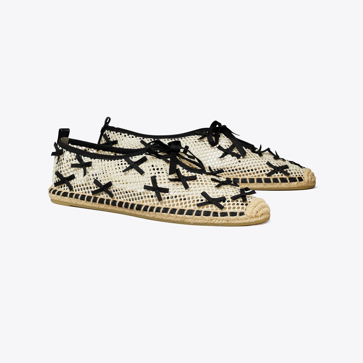 Mini Bow Mesh Espadrille in Beige, Size 11