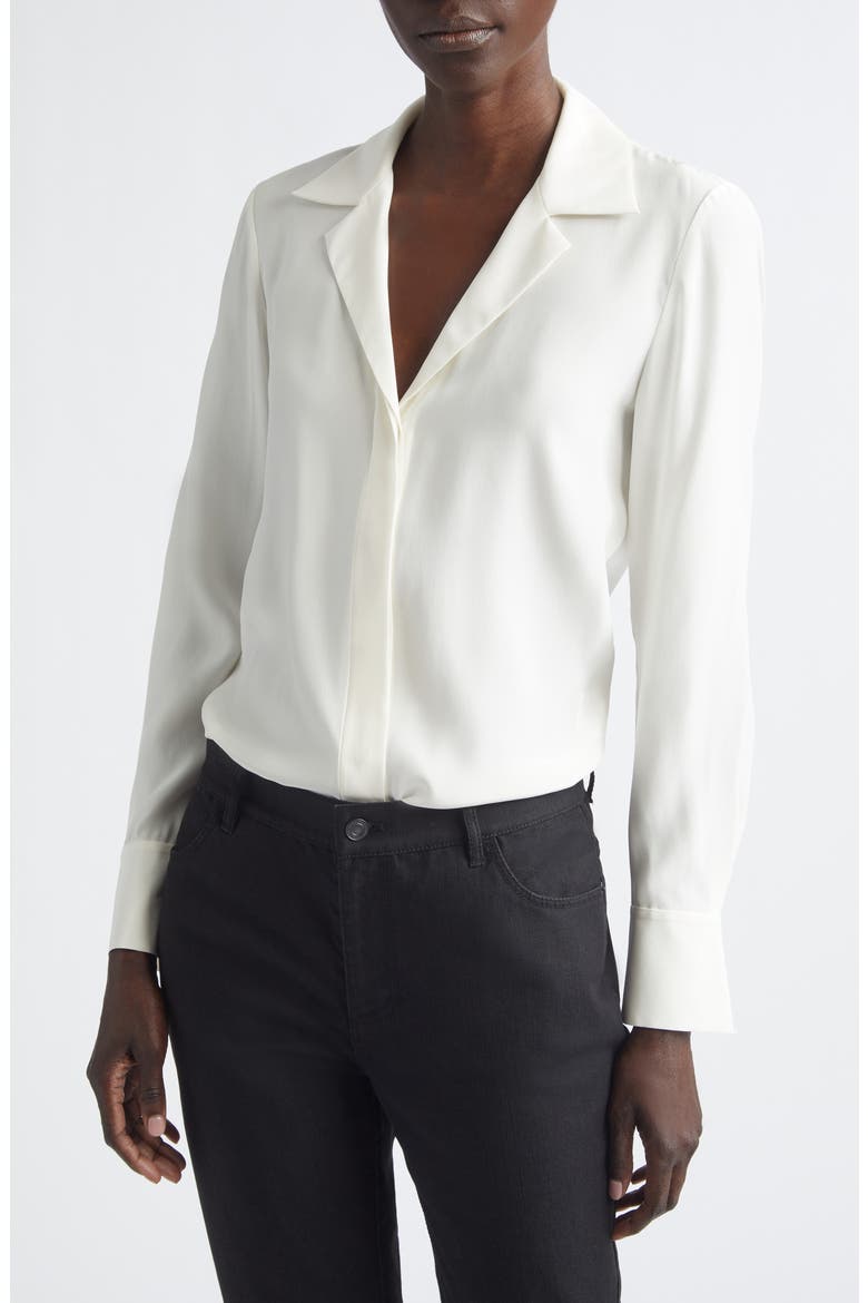 Scottie Notched Collar Silk Button-Up Shirt