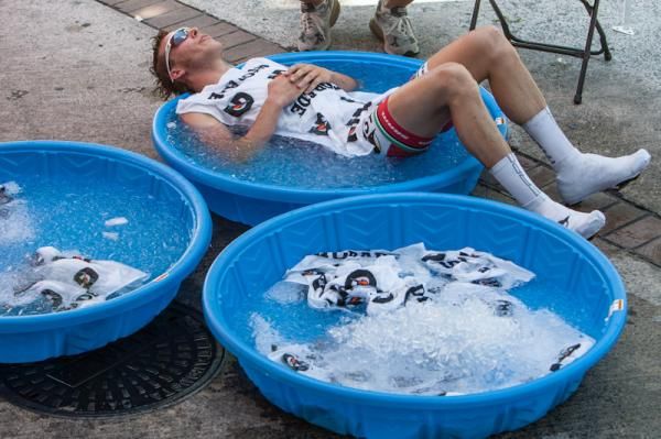 Some riders had a hard time with the high heat during the race