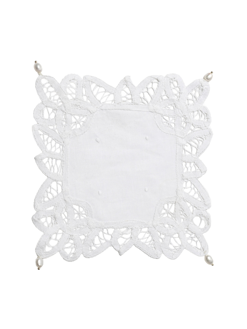 Square Lace Doily With Pearls