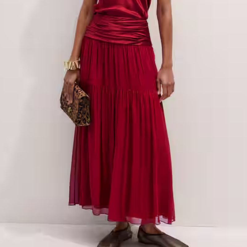 red maxi skirt