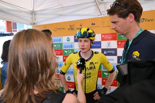 Jonas Vingegaard at the start of of stage 2 in Lagoa