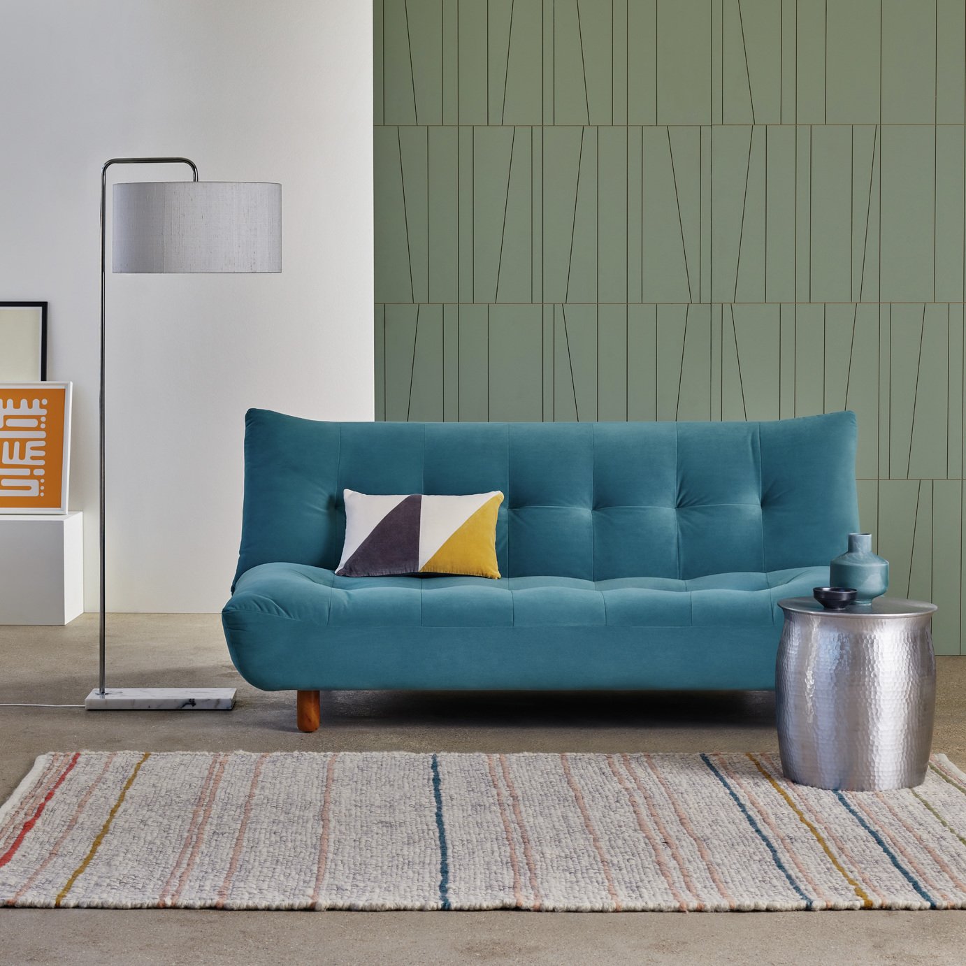 Habitat Kota 3 Seater Velvet Clic Clac Sofa Bed - Green