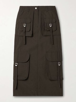 Cotton-Blend Midi Cargo Skirt