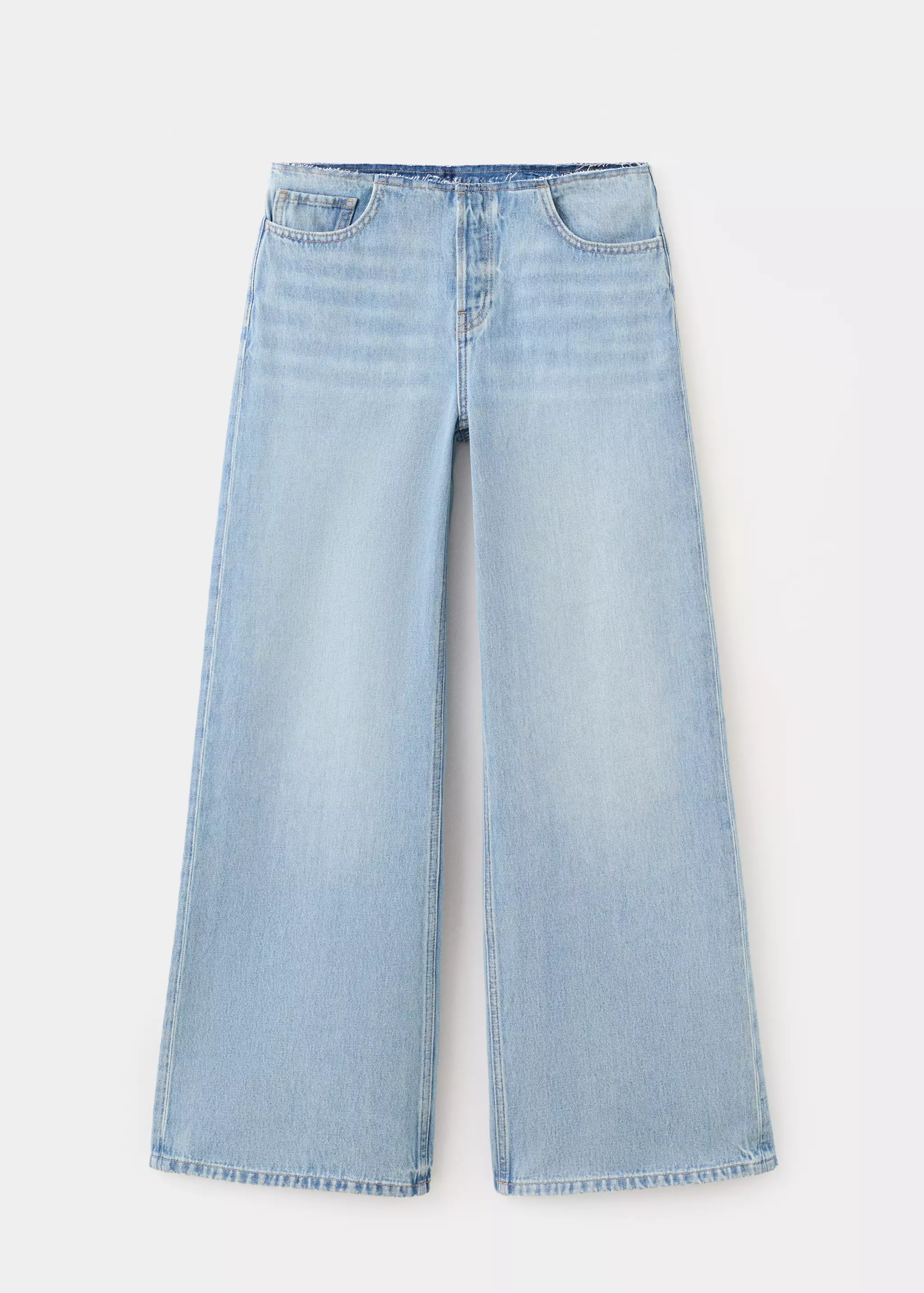 Wide-Leg Frayed Waist Jeans - Women | Mango Usa