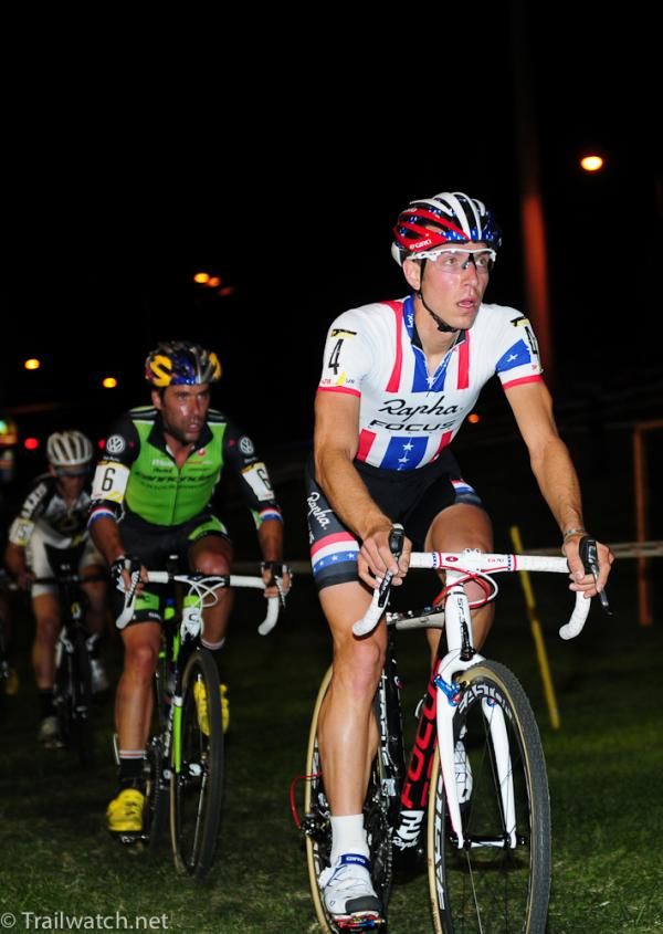 Jeremy Powers (Rapha Focus) leading on the back of the course