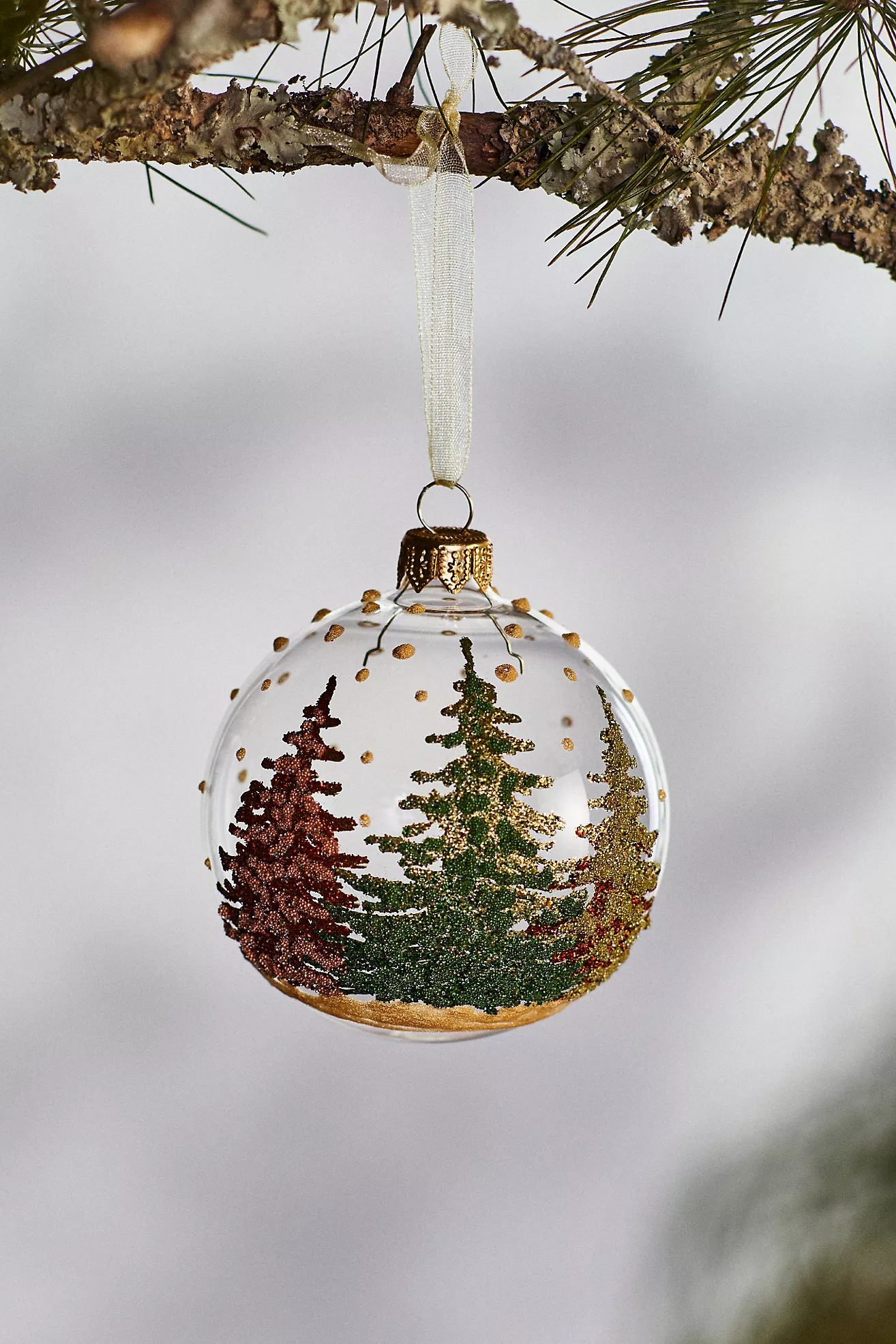 Evergreen Forest Glass Globe Ornament