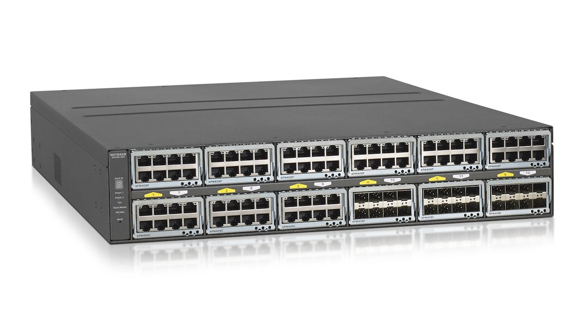 Netgear&#039;s 96-port M4300-96X network switch is preconfigured for plug-and-play integration with SDVoE networks.